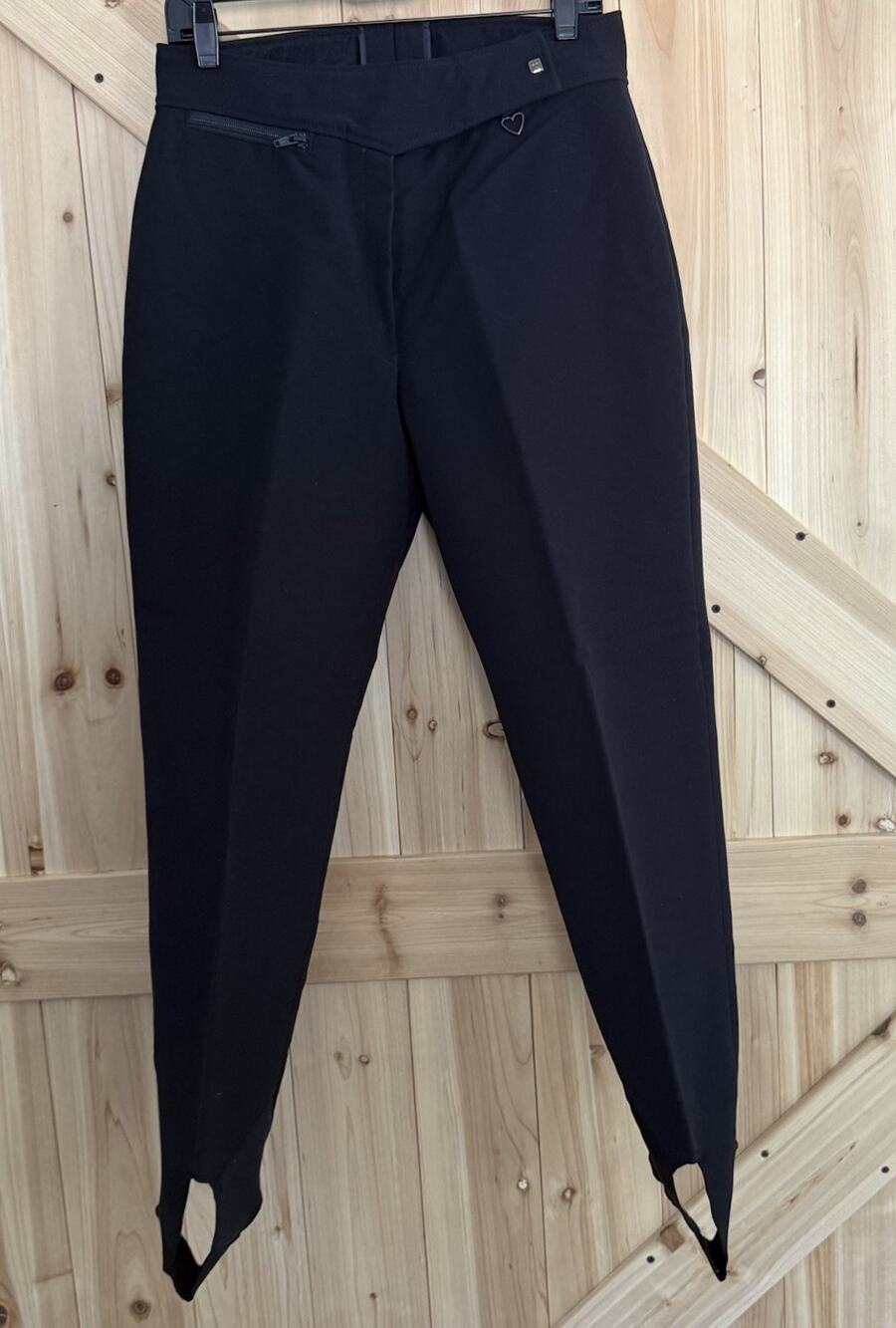 Obermeyer Black Wool Blend Stirrup Ski Snow Pants Warm Quiet Luxury Sz 12R